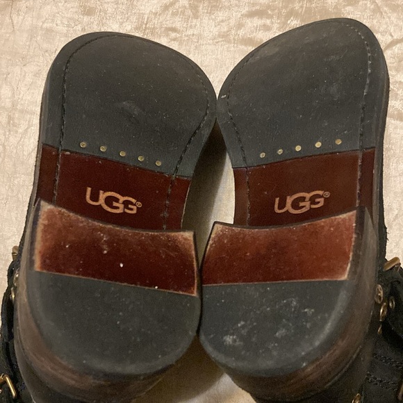 Ugg Fabrizia Studded Moto Boots Black Suede Leather gold rivets - Picture 7 of 7